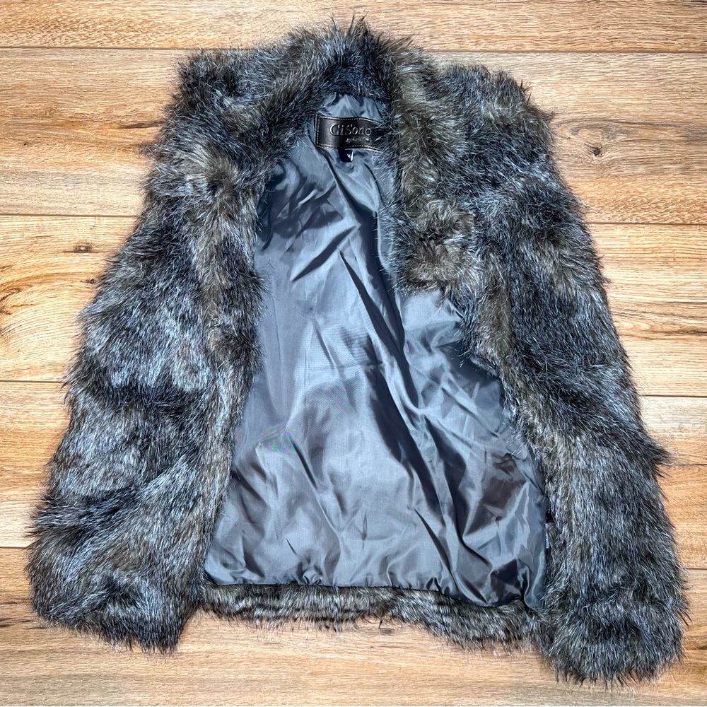 CAVALINI FAUX FUR VEST - GRAY- Medium